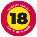 Dekal: 18-årsgräns för folköl (35 mm diam.)