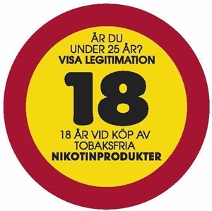 Dekal: 18 år vid köp av...